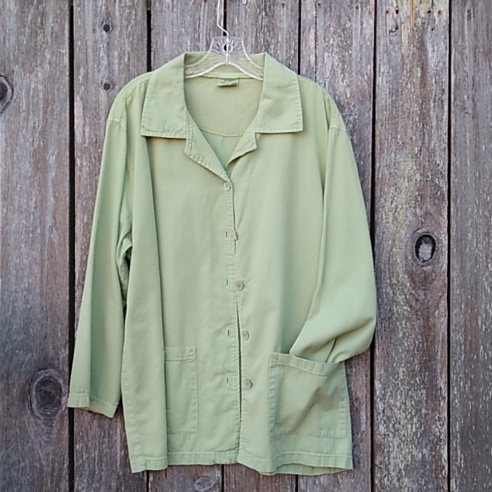 Light Green Cotton Duster Jacket Topper